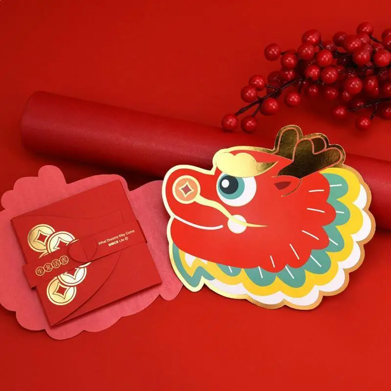 Draak Rode Enveloppen 2024 Opvouwbare Rode Pakjes Met Zegen Lentefestival Nieuwjaar Creatieve Rode Envelop Voor Kindercadeaus