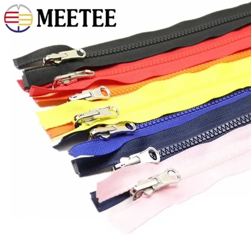 2/5Pcs Meetee 5# Open-End Resin Zipper 70cm Metal Rotary Slider Zippers for Bags Jacket Double Side Puller Zip Garment Sew Zips