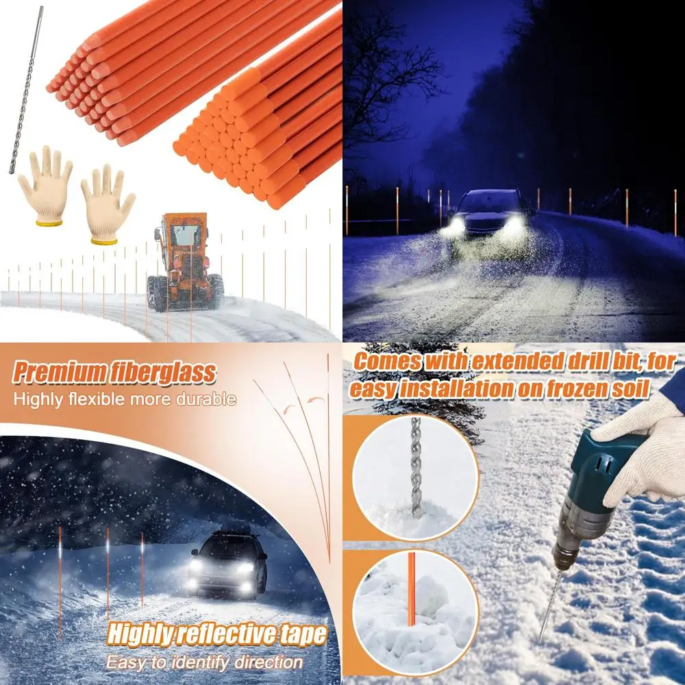 

Светоотражающие маркеры для подъездных дорог из стекловолокна, 48-дюймовые колья для защиты от снегоочистителей для парковки и удаления снега