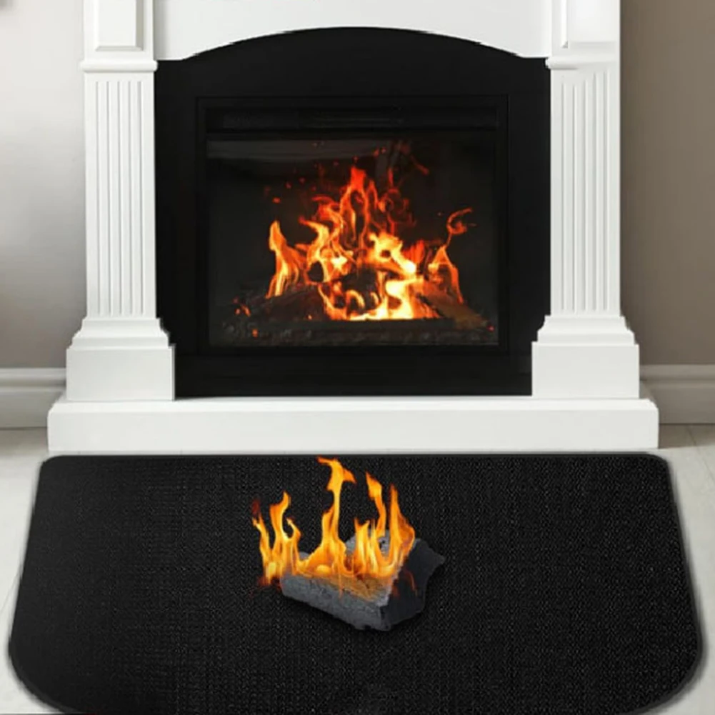 Half Circle Fireplace Carpet, Silicone Fireproof Fireplace Insulation Floor Mat Mat Half Round Floor Protective Fireproof