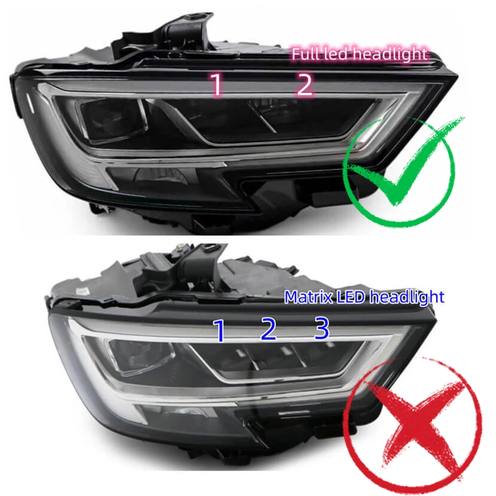 From Yellowing to Repairing White DRL Parts For AUDI A3 2017-2019 LED Headlight Daytime Running Light Guide tube Angel Eye Set