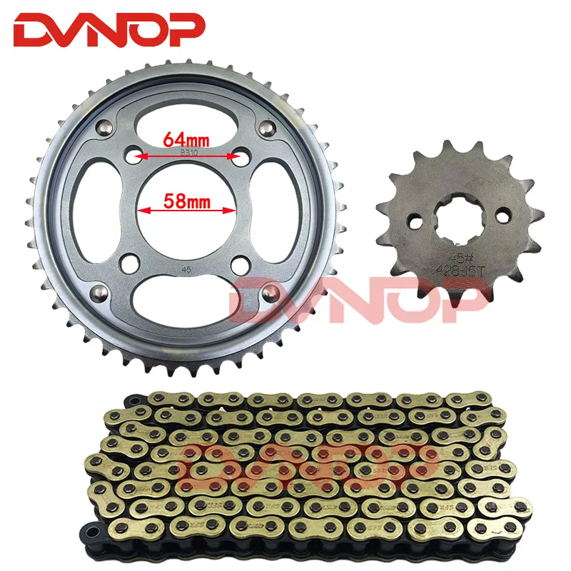 Motocykl przednia tylna zębatka łańcuch 428H 122L 15T/45T dla Honda WH125-11 SDH125-51 CBF125 CBF 125
