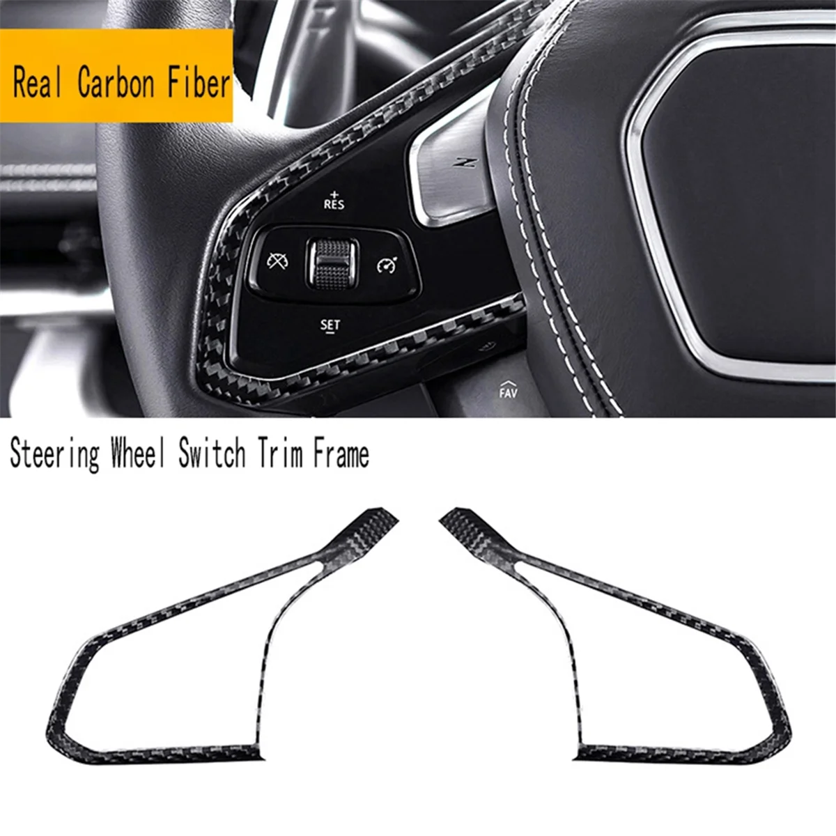 Real Carbon Fiber Car Steering Wheel Switch Trim Frame for Chevrolet Corvette C8 Z51