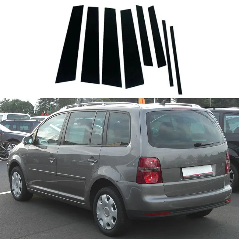 Fit For Volkswagen Touran 1T 2004-2015 2014 2013 2012 2011 Gloss Black Pillar Post Door Window Trim Cover B C Column Sticker