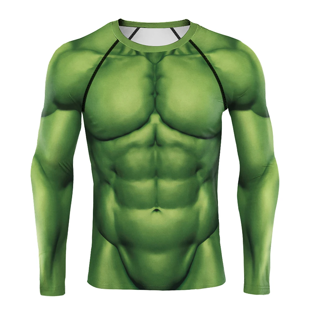 Miniso Cosplay Muscle Impresso Trajes para Homens, Roupas de Filme, Camisa Ginástica, Tees Fitness, Manga Comprida, Camisola Zentai, Tops Esportivos