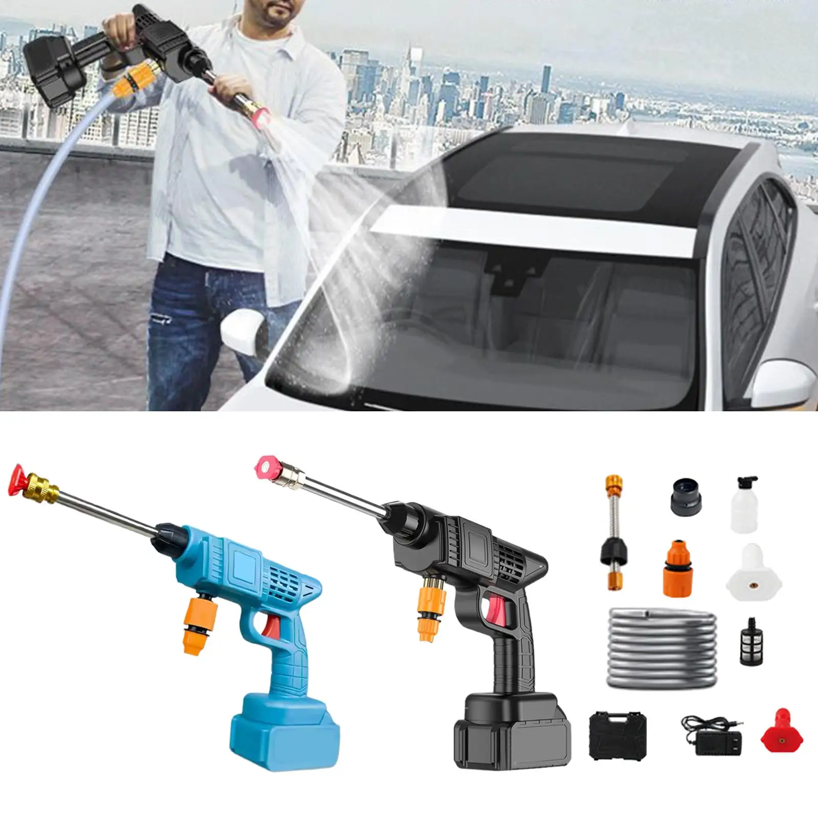 Lavatrice per auto ad alta pressione Lavaggio per auto Spruzzatore potenziato della pressione Strumento di pulizia per bacchetta per lavatrice per doccia efficiente multifunzionale