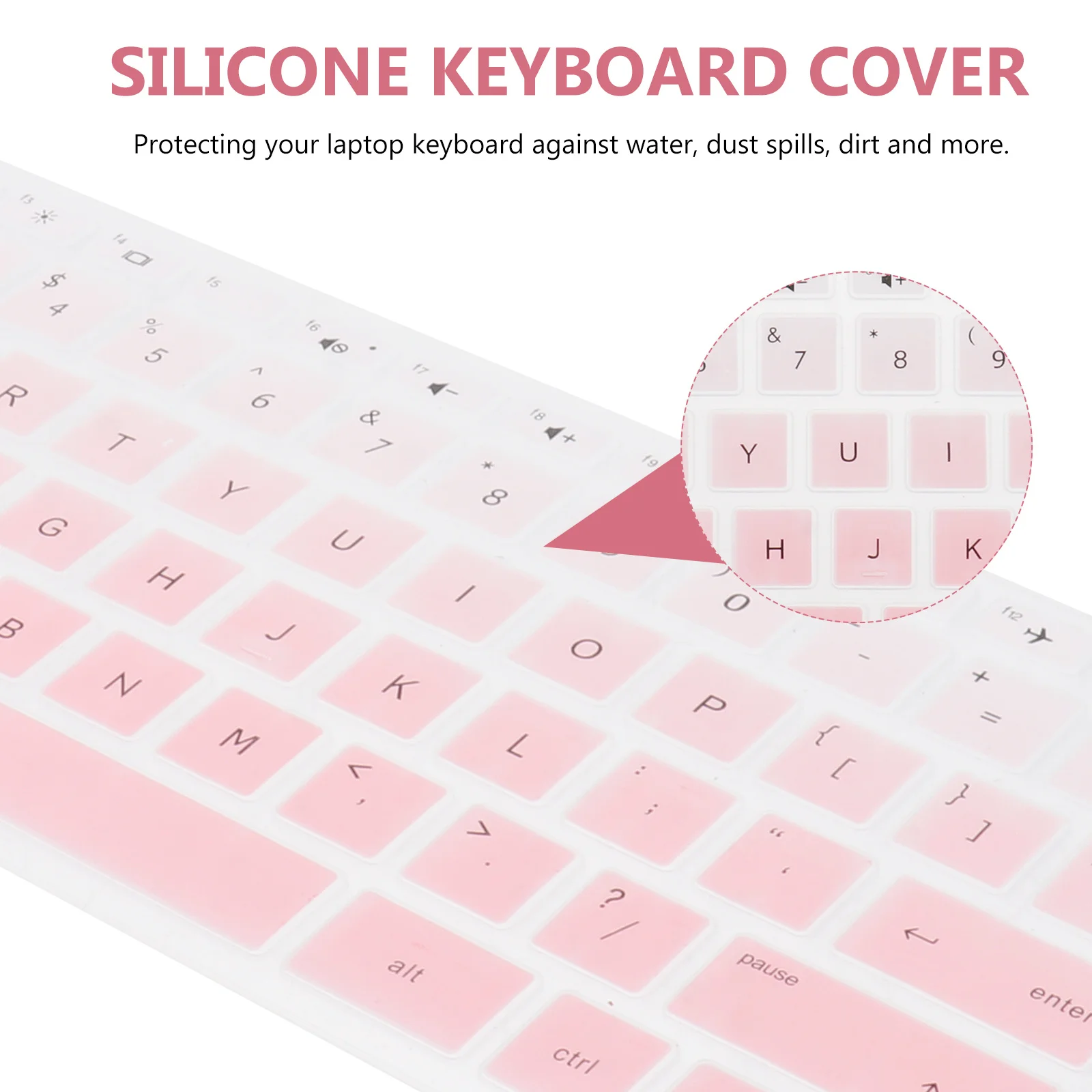 

2Pcs 14 Inches Silicone Keyboard Protective Film Notebook Cover Easy Clean Gradient Pink Laptop Keyboard Protector