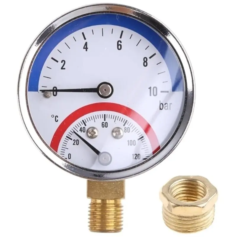 M11K-For Heating Applications Compatible 2In1 Pressure Gauge And Thermometer 0-120° C Temperature Pressure Meter A