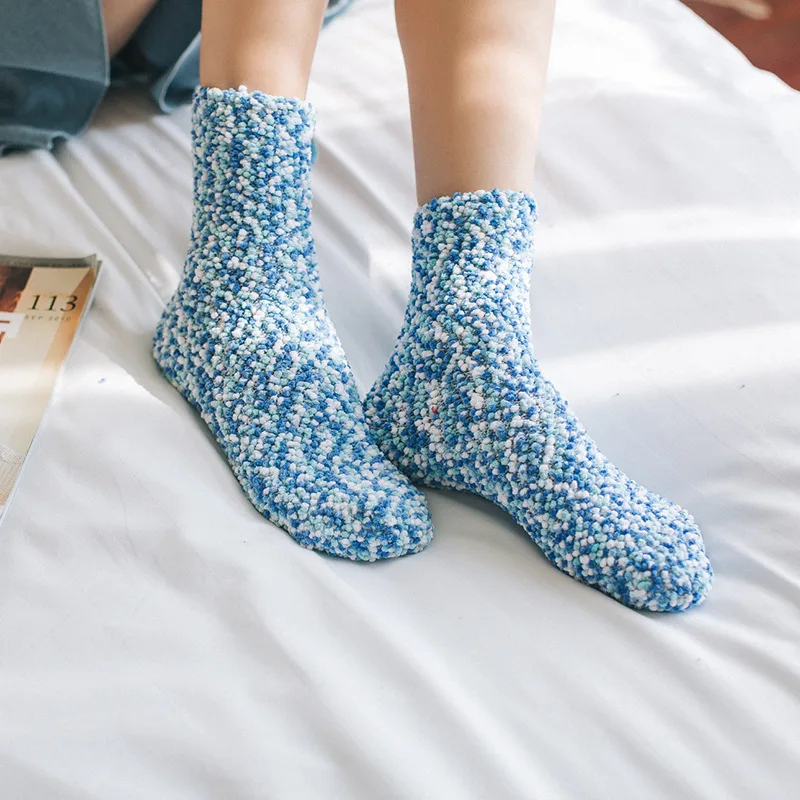 New Women Colourful Warm Thick Sock Cute Autumn Winter Lady Girl Middle Tube Floor Socks For Women