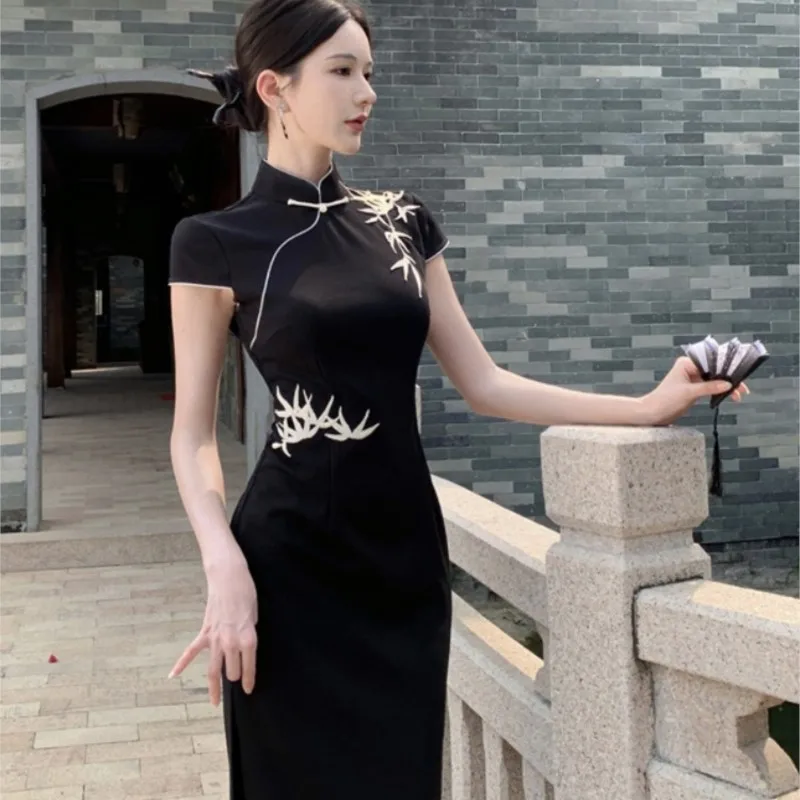 New Chinese style improvement cheongsam thin temperament buttock long skirt