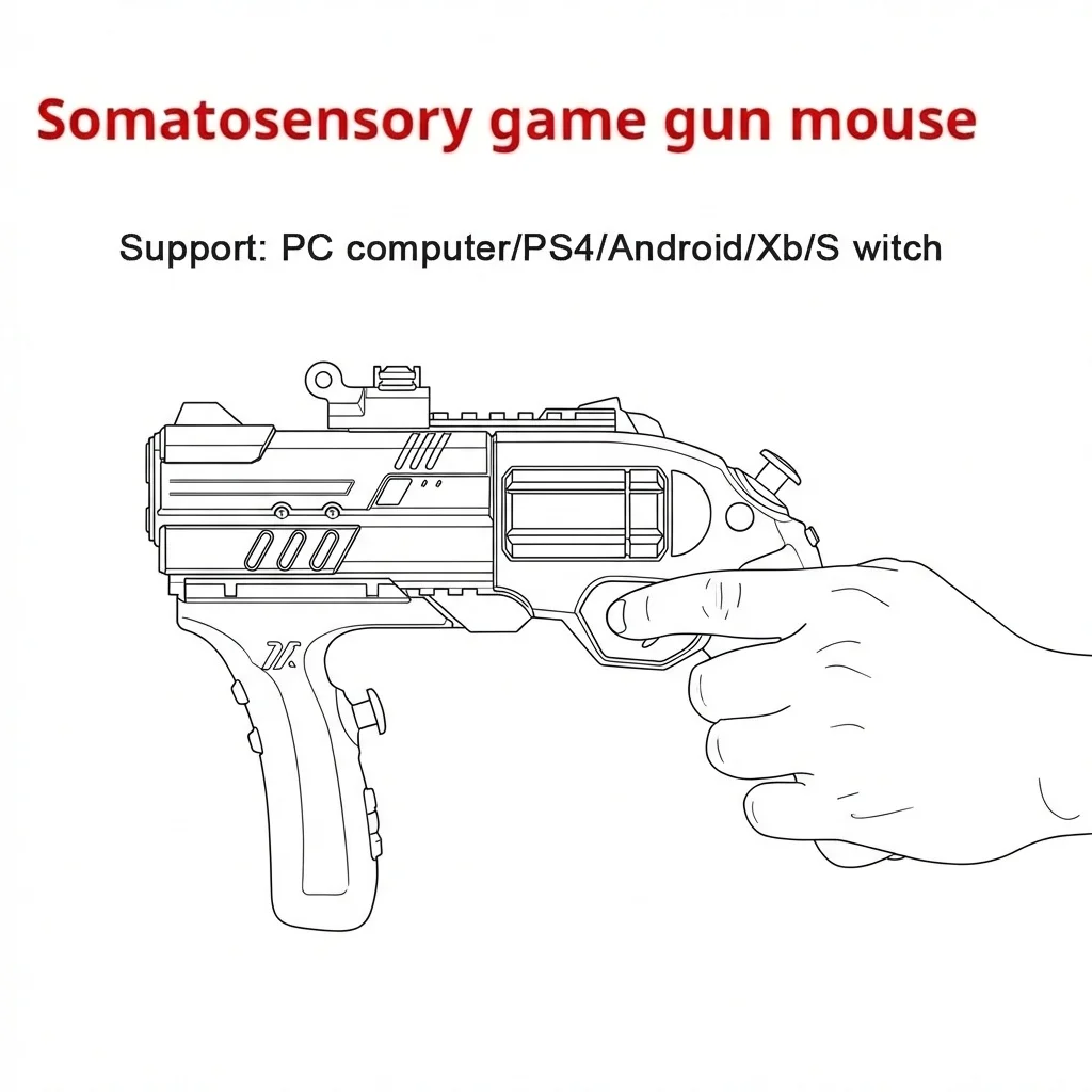X-Rover Motion-Sensing Game Gun For PC/PS4/XB and S WITCH - Shooting VR Tracker Fps 9-Axis Spiral Apparatus 2.4g Wireless