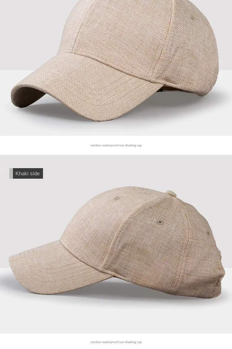 Overs ize xxl Faux Leinen Männer Frauen Baseball kappe atmungsaktiv gewebte große Papa Hut strukturierte Sport kappe für großen Kopf 56-59cm 60-65cm – Detail 6