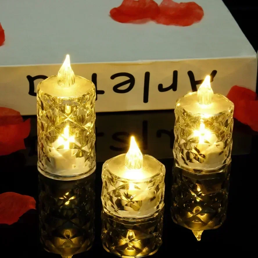 24 ~ 1 pièces S/M/L LED bougie en cristal sans flamme LED bougie électronique lampe de nuit fête de rencontre noël maison décoration de mariage