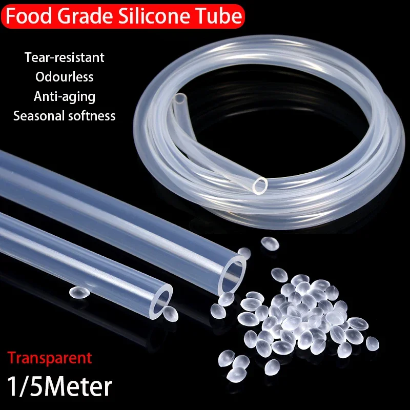 1/5Meter Food Grade Transparent Silicone Rubber Hose ID 0.5 1 2 3 4 5 6 7 8 9 10 12mm O.D Flexible Nontoxic Silicone Tube