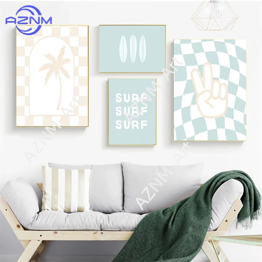 1 Stück Baby Strand Deko Friedenszeichen Surf Kinderzimmer Retro Abstrakte Wandkunst Poster Leinwanddruck Ästhetische Bilder Kinderzimmer