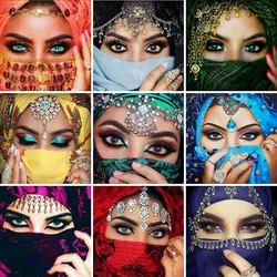 Arabian Woman with Mask,5D Full Drill Diamond Painting,Muslim Masked Lady,Paint with Diamonds Arts,Embroidery DIY Craft Set