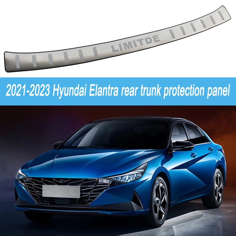 

Car Accessories Trunk Trim Rear Bumper Protector Stainless Steel Door Sill Scuff Plate For Hyundai Elantra 2021 2022 2023