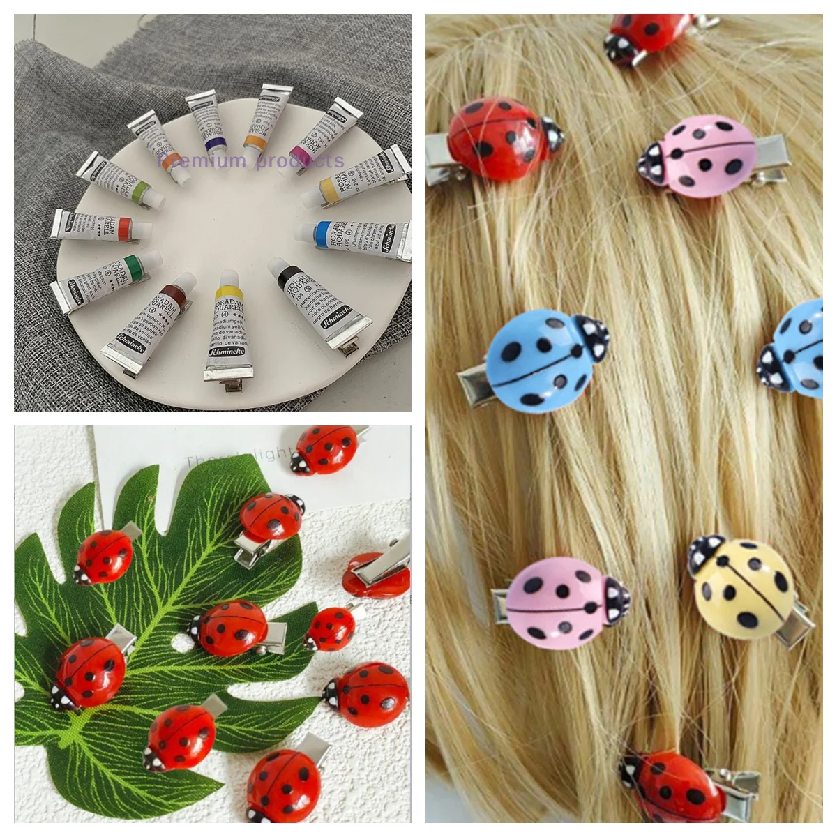 

10 шт., заколки для волос с имитацией божьей коровки, заколки для волос с изображением насекомых, креативные аксессуары для волос, головные уборы для украшения волос