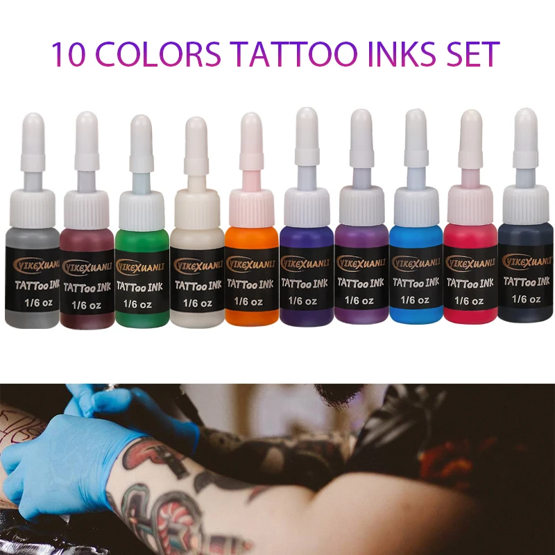 5ml 10/7colors Tattoo Ink Pigment with box Body Art Tattoo Kits Professional Beauty Paints Makeup Tattoo Supplies Semi-permanent
