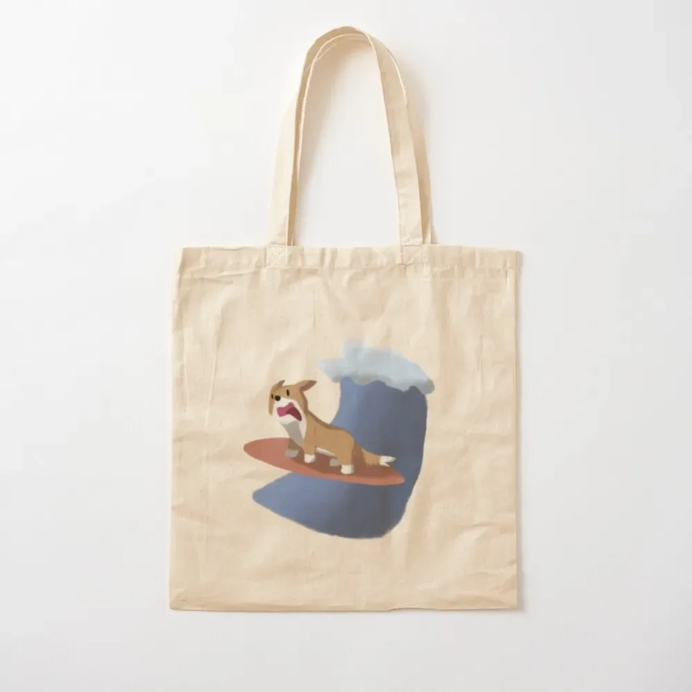 

corgi dog on a surfboard Tote Bag canvas tote bags men Gift sacs de shopping