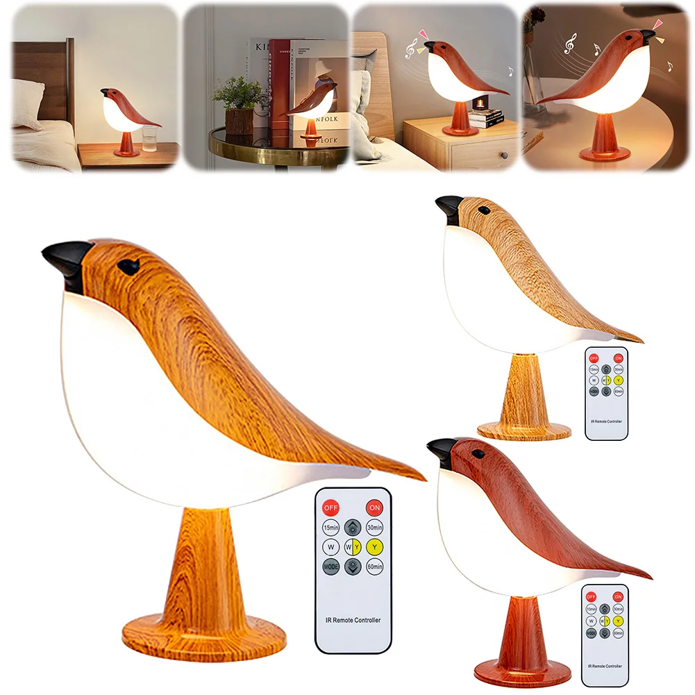 Lámpara de escritorio pequeña, lámpara de noche inalámbrica recargable con Sensor táctil, lámpara de colibrí para dormitorio, mesita de noche