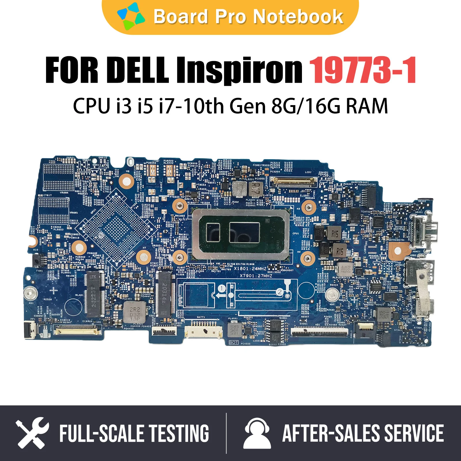 Notebook Mainboard untuk Dell Inspiron 5300 19773-1 00HTT8 Motherboard Motherboard Laptop dengan I3 I5 I7 10th Gen CPU RAM 8G 16G