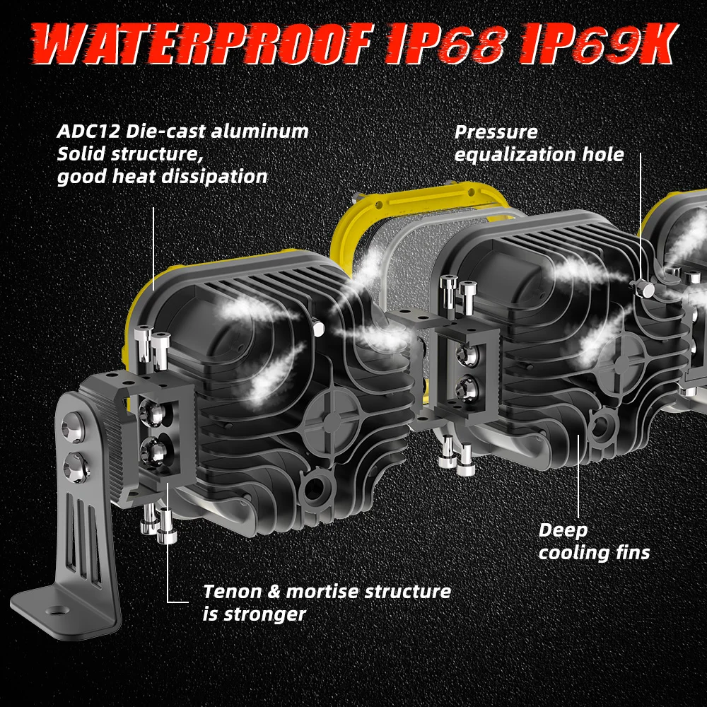ไฟสปอร์ตไลท์ LED กำลังสูง 8 ชิ้น 10 ชิ้น สำหรับรถบรรทุก รถยนต์ UTV 4x4 ออฟโรด ชุดไฟบาร์ 42 52 นิ้ว สำหรับรถกระบะ Polaris Ranger ติดตั้งบนหลังคา