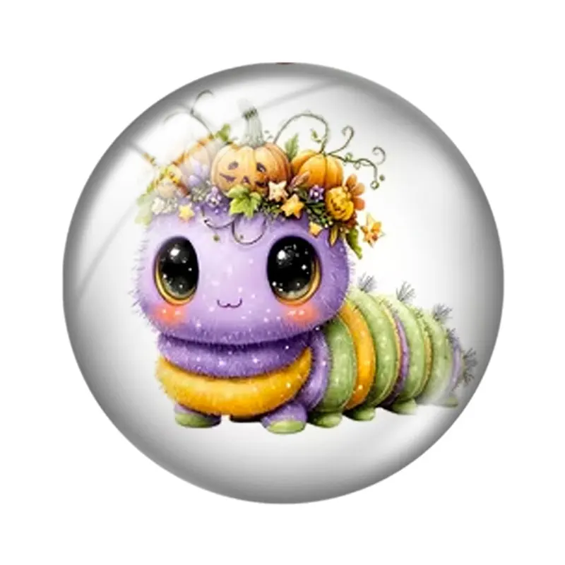 Fantasy Halloween Caterpill 10pcs 12mm14mm/16mm/18mm/20mm/25mm Round Photo Glass Cabochon Demo Flat Back Making Findings Jewelry