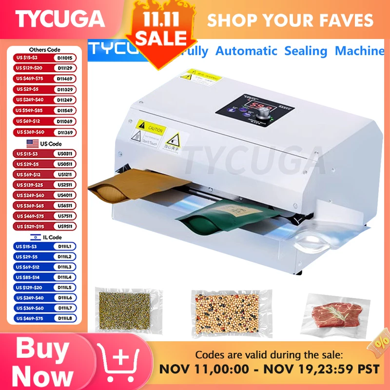 آلة ختم الأكياس الحرارية حزمة السدادة حقيبة البلاستيك الحراري كيس الطعام إغلاق التلقائي بالكامل السدادة تعبئة الحلوى للأغراض التجارية