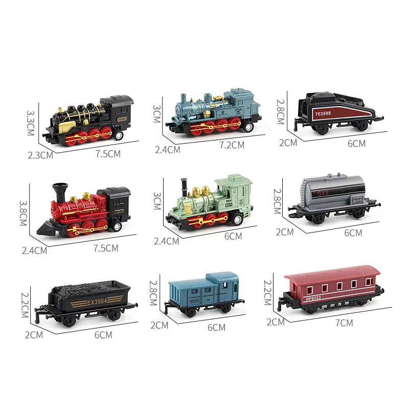Locomotora de aleación clásica, tren de vapor, modelo extraíble, juego de 4 piezas, modelo de coche Retro, juego de juguetes para niños, regalos B056