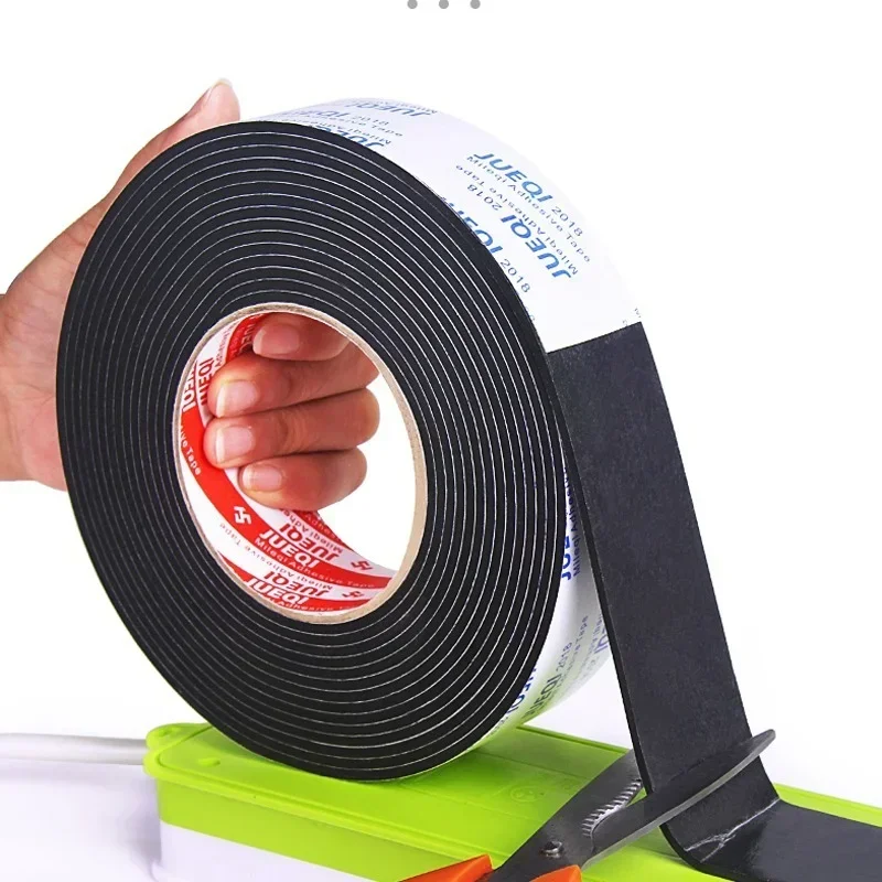 EVA Sponge Anti-collision Strip Tape Double-sided Strong Self-adhesive Tape Door Frame Gap Sealing Strip Black Foam Glue Tapes