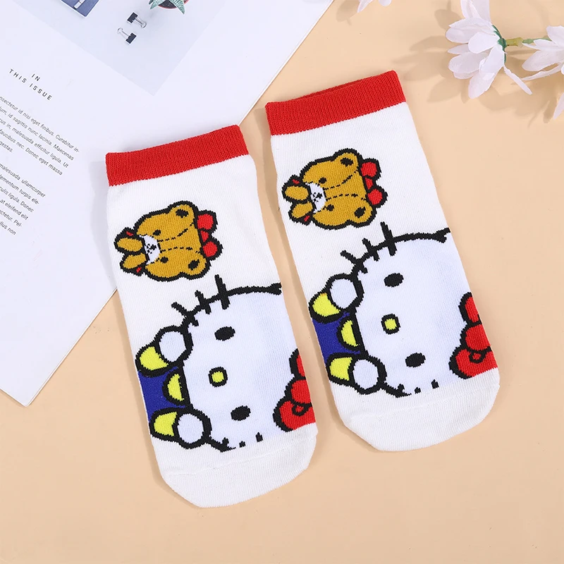 1Pair Sanrio Hello Kitty Child Socks Kawaii Kuromi My Melody Pochacco Cinnamoroll Short Socks Baby Socks