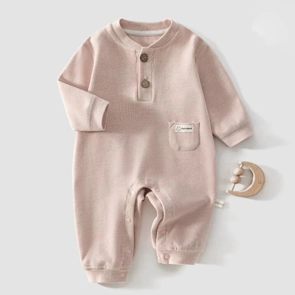 Baby Romper Long Sleeve Spring Autumn New Arrival Solid Color Baby Boutique Clothes Unisex Infant Jumpsuit For Boys And Girls