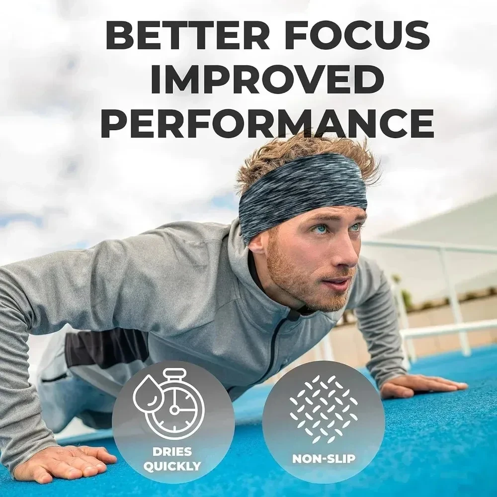 Unisex Rutschfestes Schweißabsorbierendes Breites Elastisches Stirnband Geeignet für Radfahren Yoga Laufen Fitness Tennis und Andere Sportarten – Detail 12