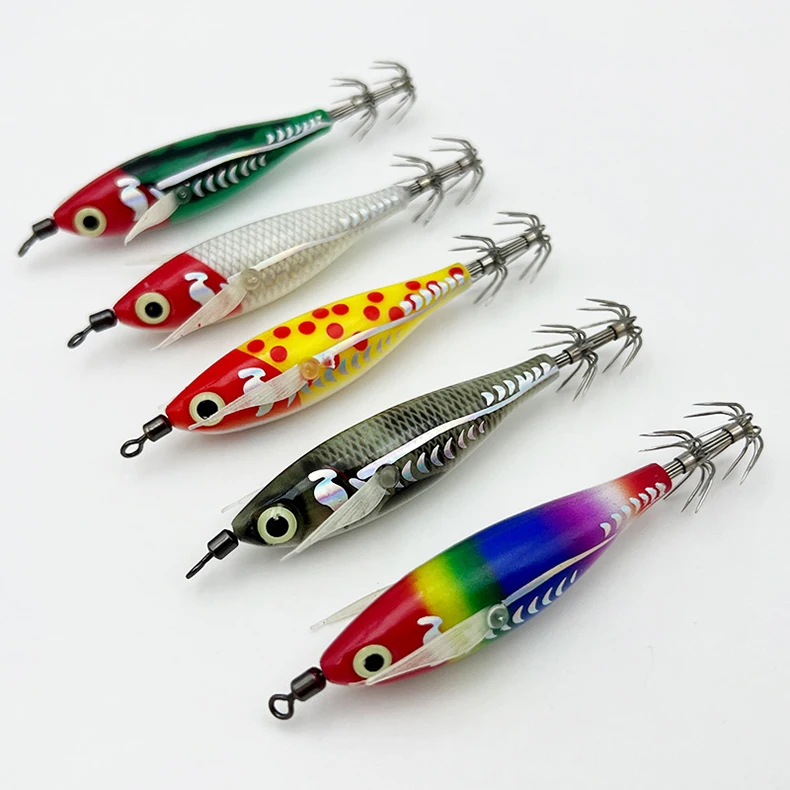 ShareShark 5 Stück/Box 8CM/5.3G Garnelenköder mit Tintenfisch-Jighaken, Drehgelenk, Leuchtend, Realistisch, Bionischer Kunstköder – Detail 14