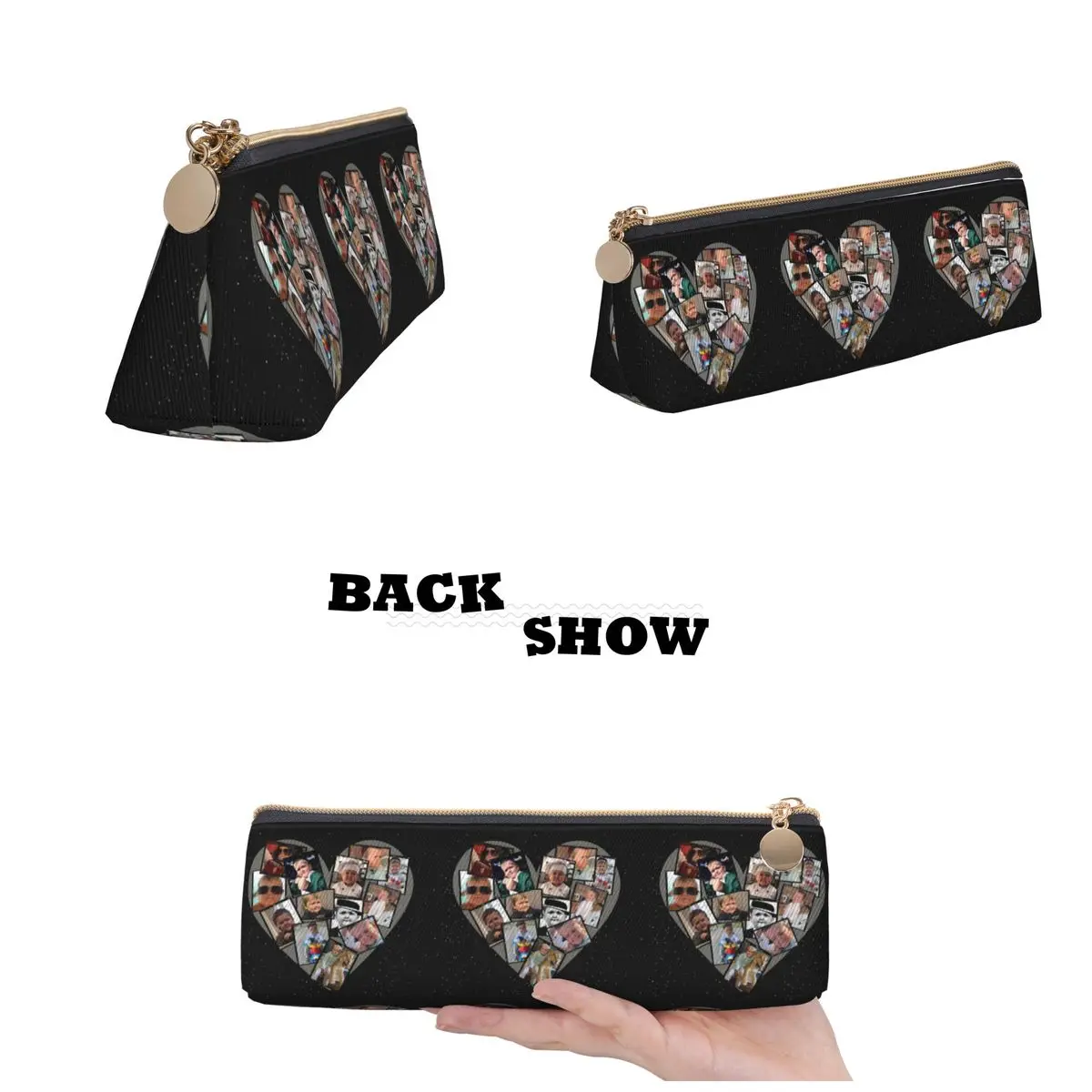 Hasbulla Magomedov القلب الكولاج مقلمة الحقيبة قلم رصاص تخزين لوازم مكتبية صندوق القلم حقيبة أقلام رصاص لهدايا صبي فتاة