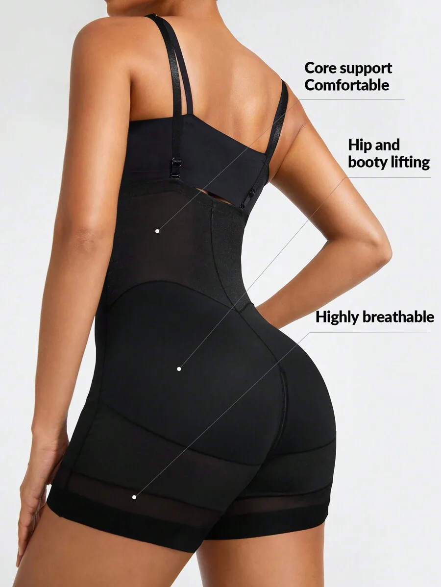 Womens Solid Color Shapewear Shorts With Core Support And Hip Lifting
