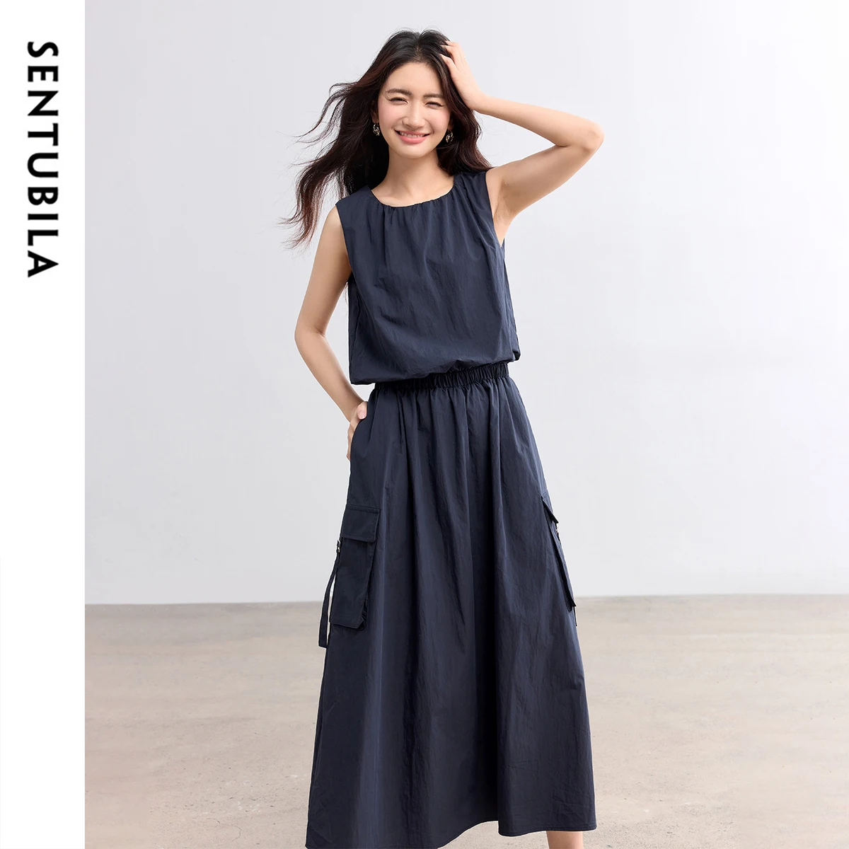 

SENTUBILA Women's Sleeveless Vest Dress Elegant Long Dresses Office Wear Woman 2025 New Collection Summer Clothes W52LP2269