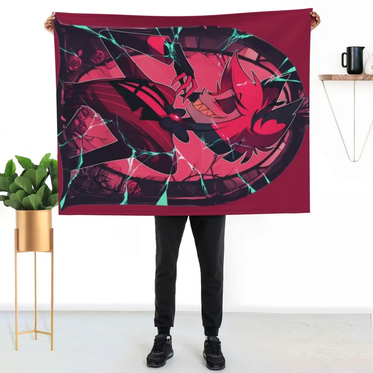 Stained Glass Alastor - Cracked Throw Blanket Personalized Gift Soft Big Polar Flannel Heavy christmas decoration Blankets