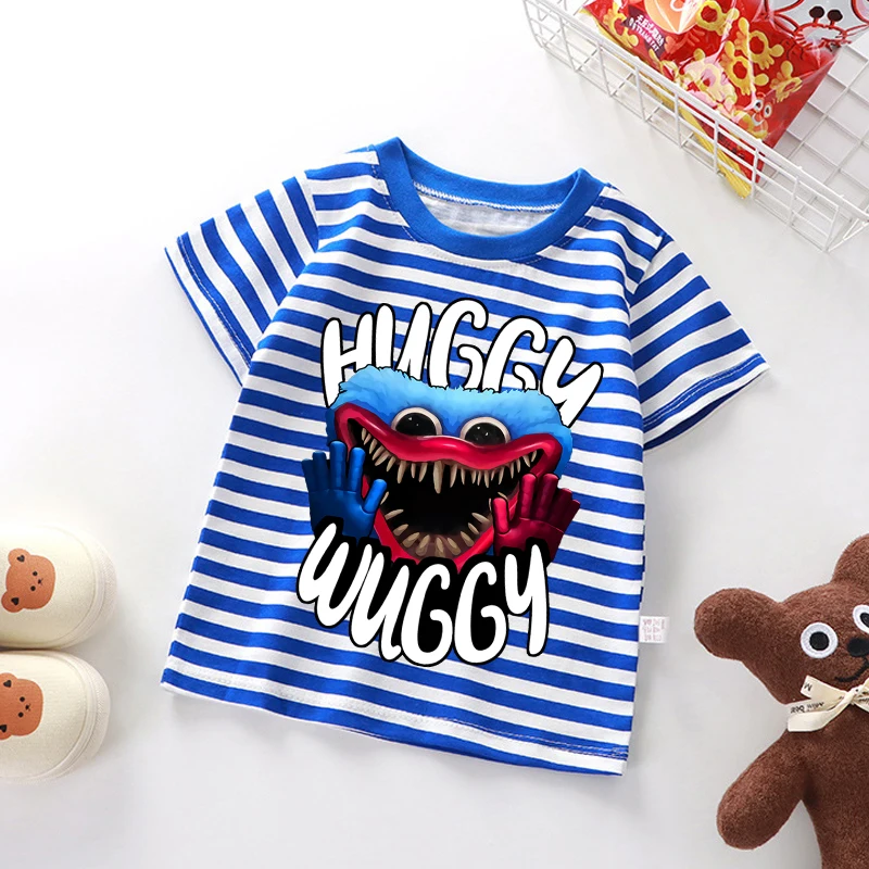 T-shirt Game Poppys Playtime pour garçons et filles, t-shirts mignons Huggy Wuggy, hauts d'été pour enfants, vêtements en coton à manches courtes, cadeau pour enfants, nouveau