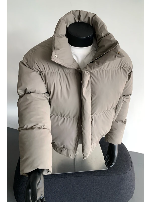 

Warm Thiened Cotton Jaet Men's Winter New Sle Bread Sle Coat Warmth Stand Collar Loose Fit Polyester Fiber Long Sve