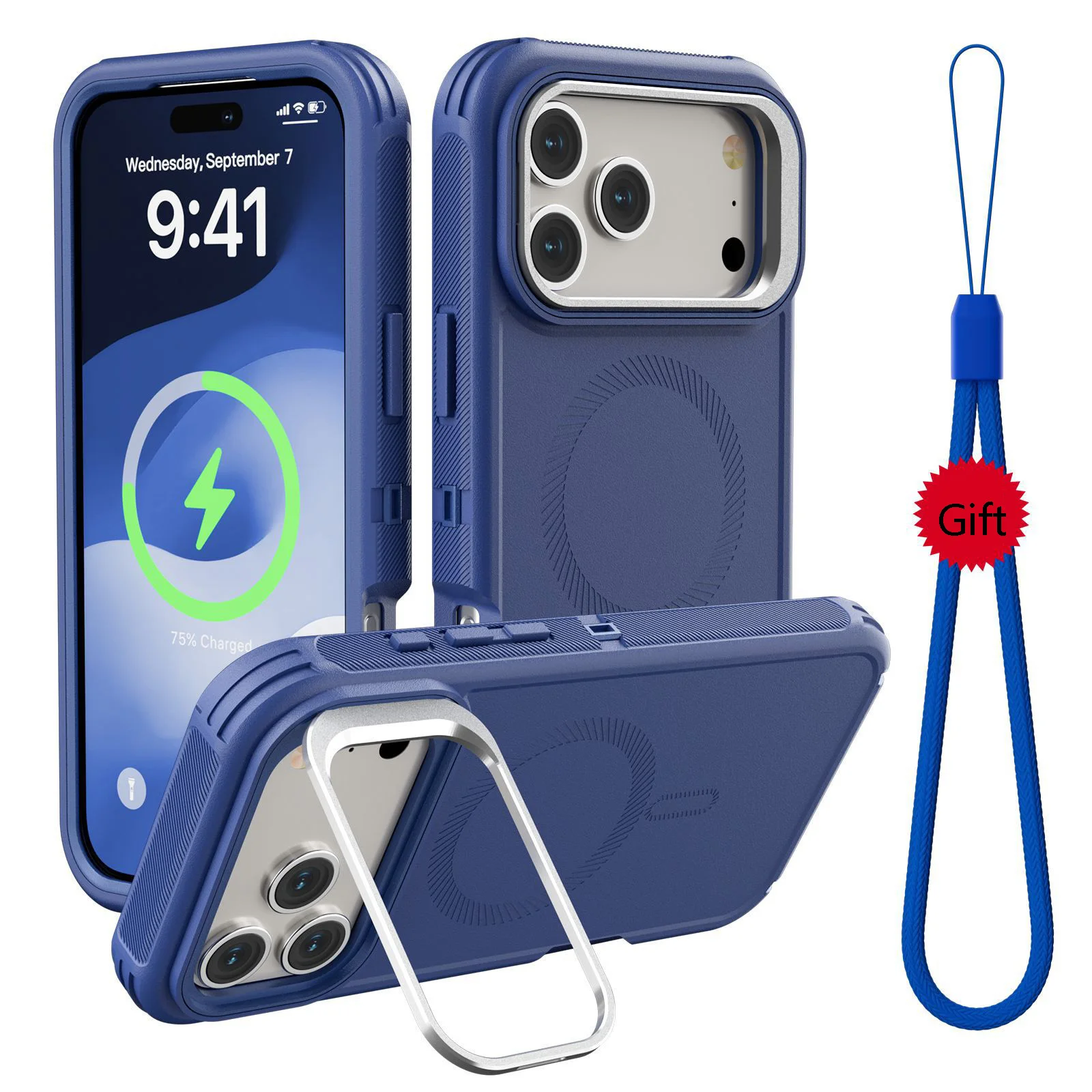 

For iPhone 17 Pro Max/17 Pro/17 Air/17 Magnetic Kickstand Slide Camera Cover Case Mil Grade Shockproof Rugged