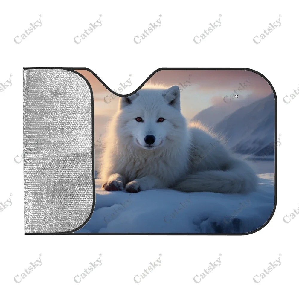 Arctic Fox in Snowy Car Windshield Sunshade, Front Auto Car Windshield Sun Shade Blocks Uv Rays Sun Visor Protector