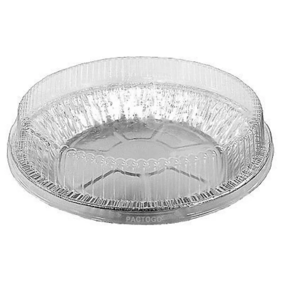 

9" Aluminum Foil Pie Pan Plate Tin 1-5/16" Deep w/Clear Plastic Dome Lid Cover (pack of 50)