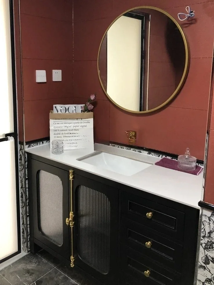 Bathroom American Nordic Bathroom Cabinet Combination Custom Wash Basin Stone Plate Ceramic Integrated