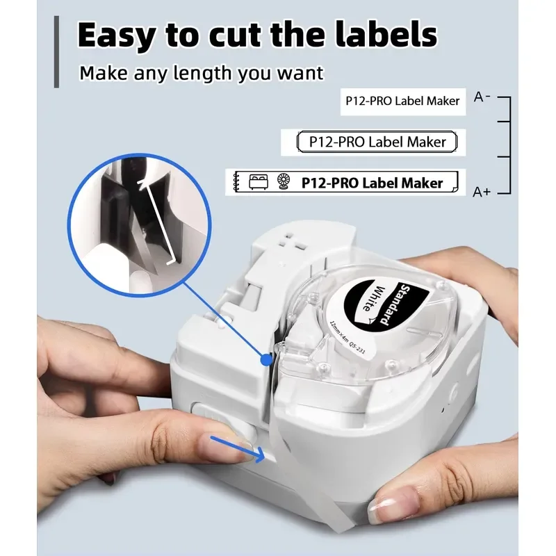 EE1 P12 Pro Thermal Label Printer Available in Different Fonts Color Text Label Maker