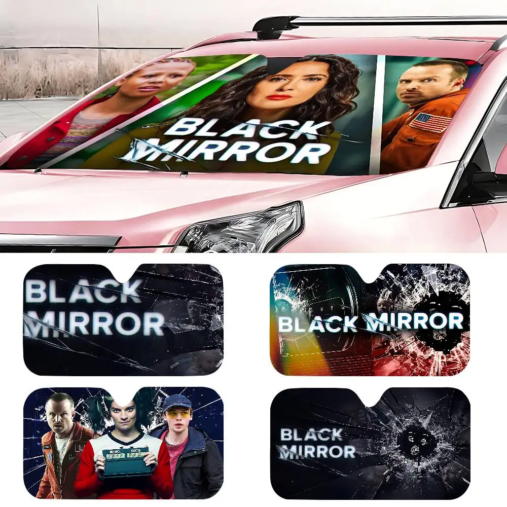 

B-Black M-Mirror TV Series Windshield Sunshade Customized Aluminium Foil Car Window Windscreen Cover Sunscreen Curtain