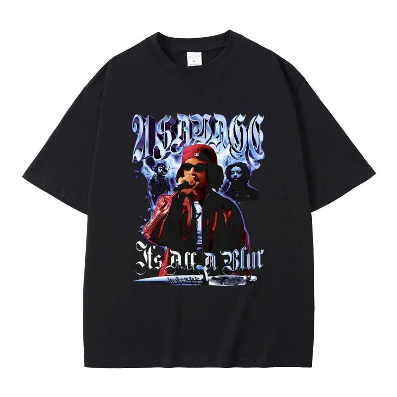 

Рэпер 21 Savage It's All A Blur Футболка с графическим принтом Мужчины Женщины Мода Повседневная рок-уличная футболка с коротким рукавом Унисекс Свободная