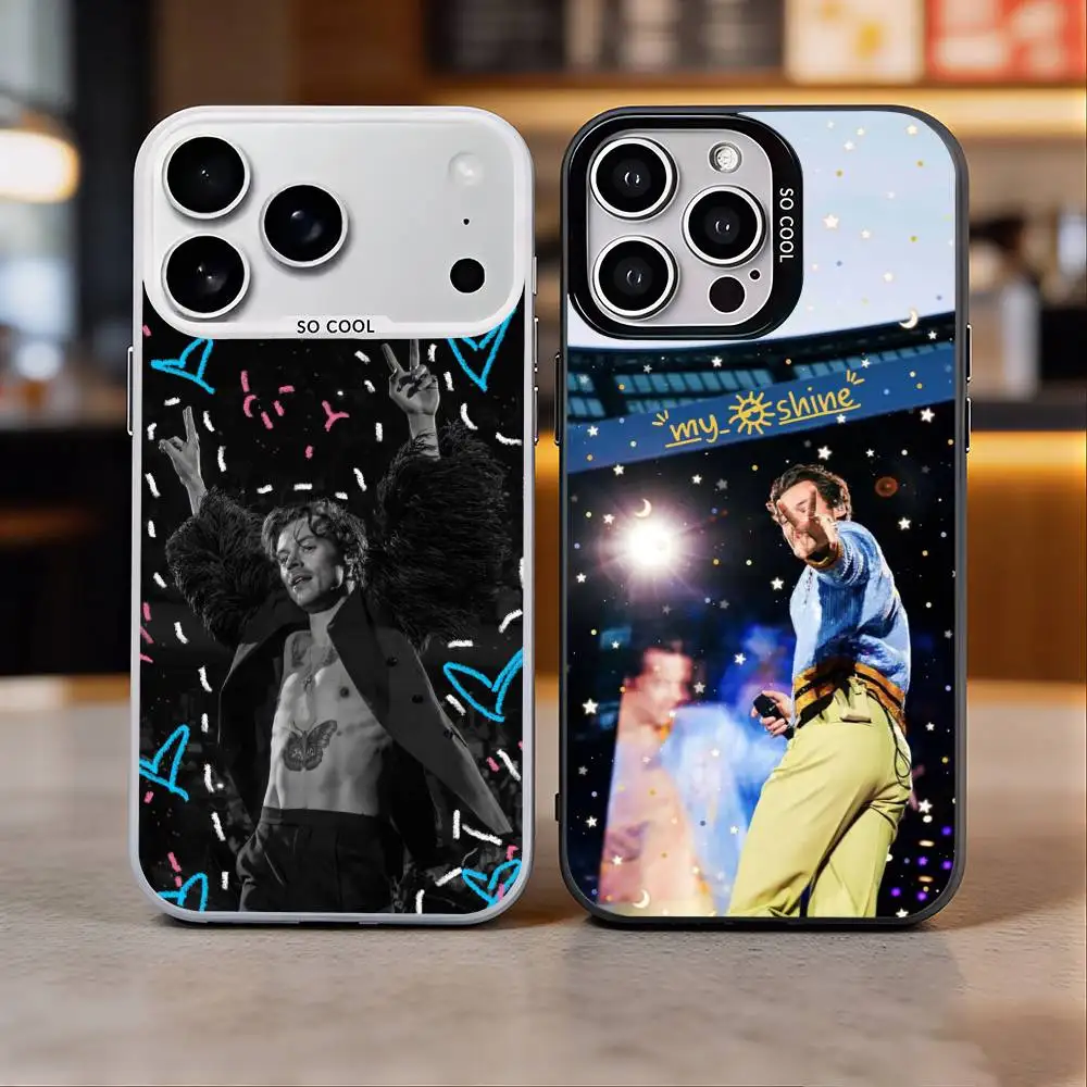 

H-Harry S-Styles Phone Case For iPhone 17,16,15,14,13,12,11 Plus,Pro Max,Colored Silver Phone Case