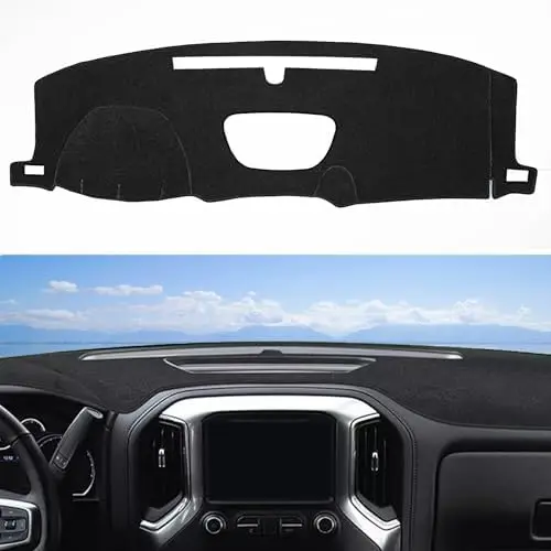 

SKYLOTEC Dashboard Cover for Chevy Silverado & GMC Sierra 2019-2025 – No HUD, No Speaker Cutout – Black
